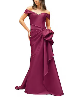 Terani Couture Off-the-Shoulder Ruffle Front Mikado Gown | Dillard's | Dillard's