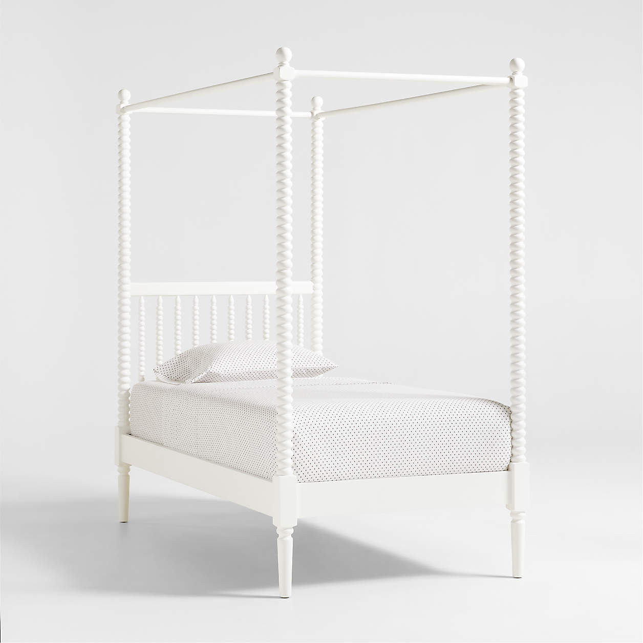 Jenny Lind White Wood Spindle Kids Canopy Twin Bed + Reviews | Crate & Kids | Crate & Barrel