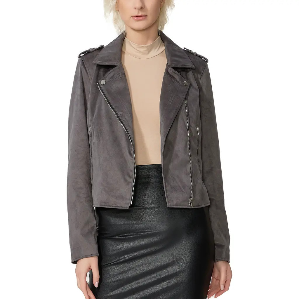 Kimi & Kai Willa Faux Suede Moto Jacket in Dark Gray at Nordstrom, Size X-Small | Nordstrom