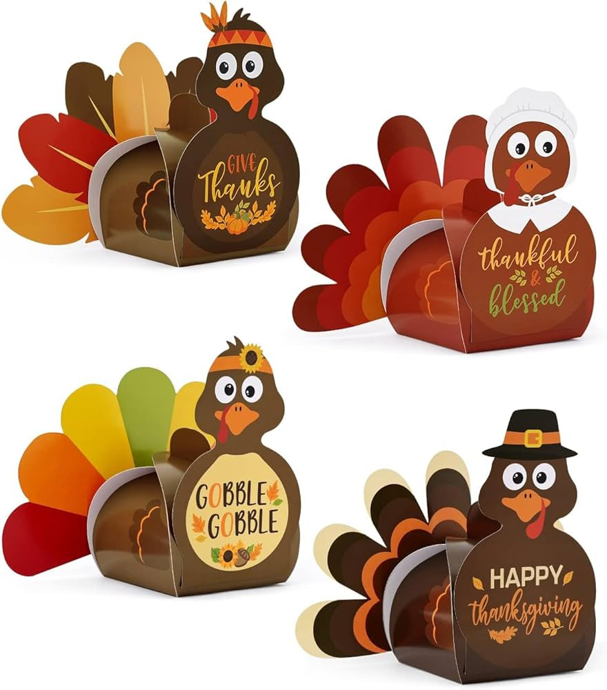 Sinasasspel Thanksgiving Favor Boxes Thankful Turkey Gifts Goodies Candy Treat Boxes for Fall Har... | Amazon (US)