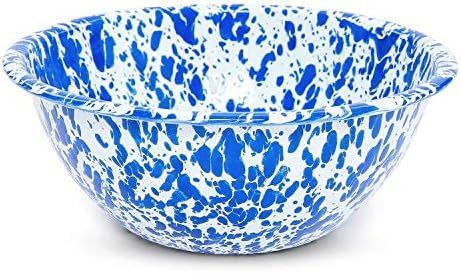 Crow Canyon Home Enamelware Serving Bowl, 1.5 quart, Blue/White Splatter (Single) | Amazon (US)