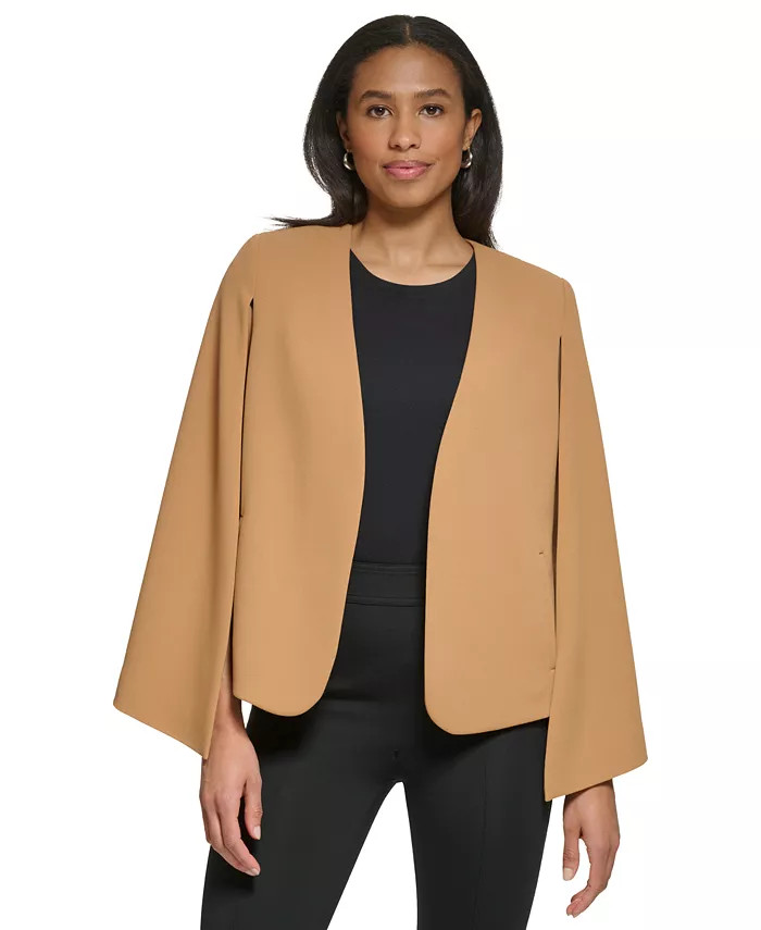 Women's Collarless Open-Front Cape Jacket | Macy's