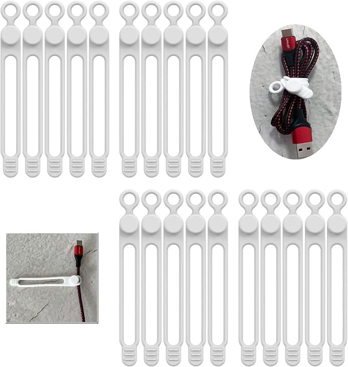 [20Park]UMUST Silicone Cable Ties, Reusable Cable Management Organizer,Cable Straps,Cord Ties,Mul... | Amazon (US)