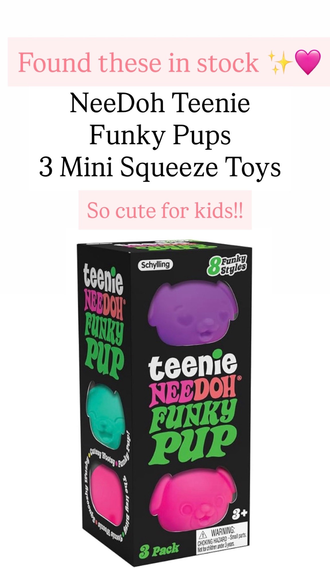 Schylling NeeDoh Teenie Funky Pups - Sensory Squeeze Toy - Contains 3 Mini Groovy Globs - 1.5" Wide - Color May Vary (Pack of 1)

#LTKKids