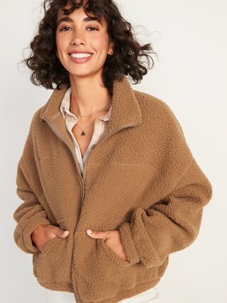 Slouchy Sherpa Zip Jacket for Women | Old Navy (US)