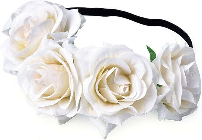 Women's Hawaiian Stretch Rose Flower Headband Floral Crown for Garland Party BC12 | Amazon (US)