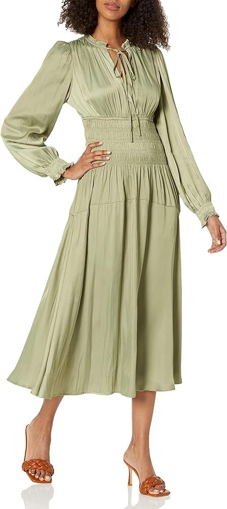 MOON RIVER Women's V Neck Shirred Tiered Smock Ruffle Dress | Amazon (US)