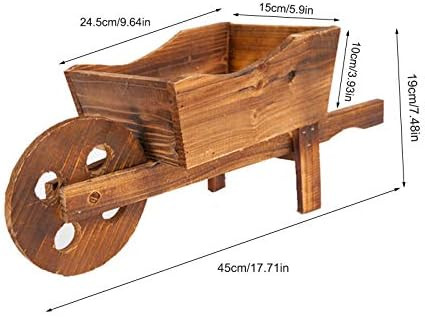 ASSR Wooden Small Cart Flower Pot,Multifunction Wooden Wheelbarrow Planter Ornamental Plant Pot,Crea | Amazon (US)