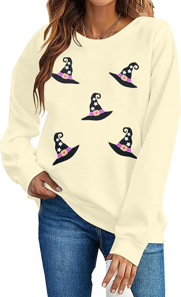 ALLTB Halloween Sweatshirts Women Cute Ghost Shirt Spooky Season Sweatshirt Girls Trip Salem Sweater Witch Pullover Tops | Amazon (US)