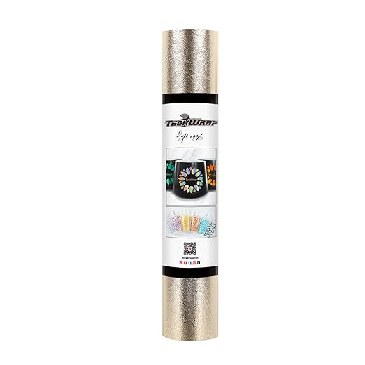 TECKWRAP Metallic Textured Chrome Vinyl Adhesive Vinyl for Craft Cutter 1ft x 5ft, Champagne Gold | Amazon (US)