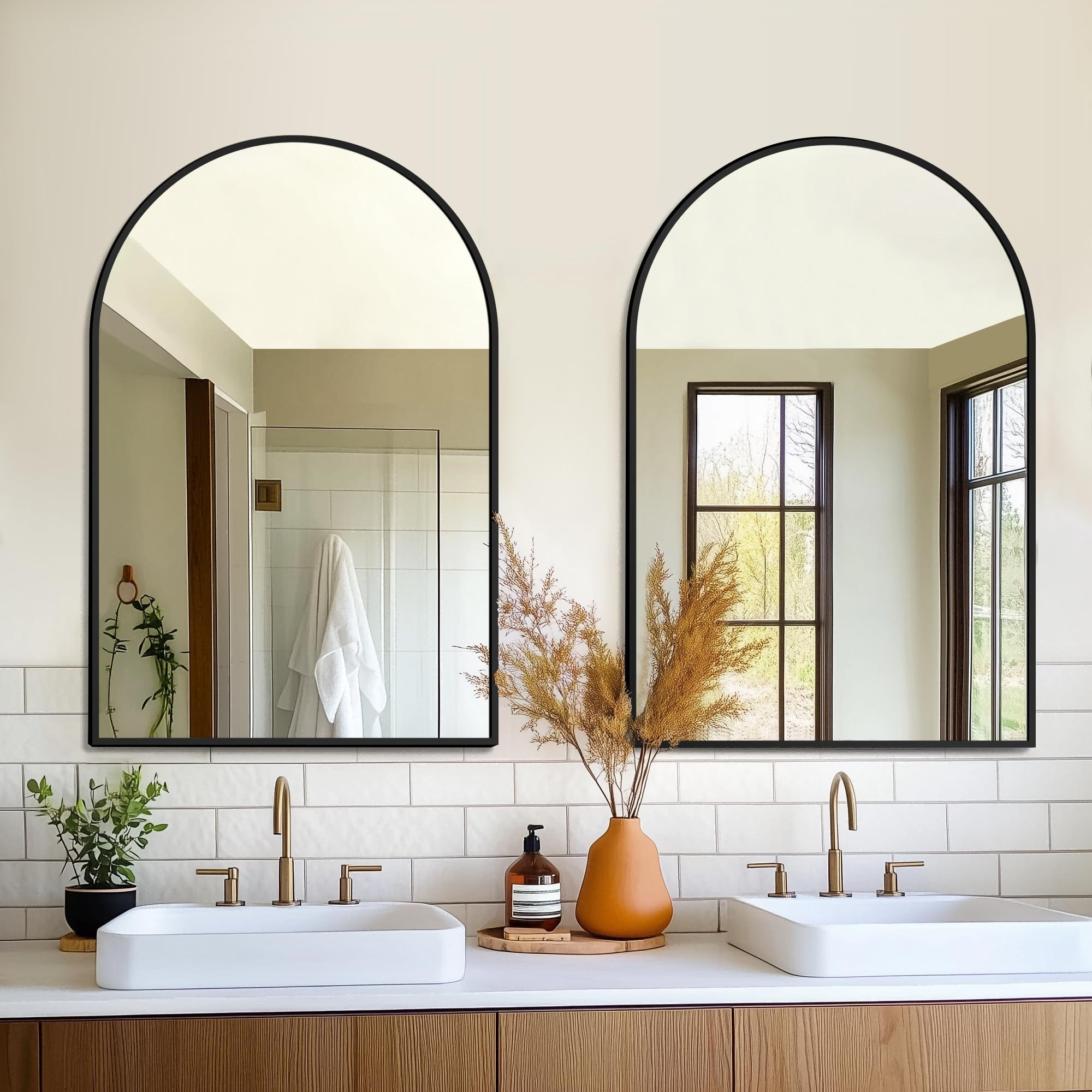 FICTOR Bathroom Mirror for Wall,2 Pack 24”x36” Arched Vanity Bathroom Mirror for Over Sink, M... | Amazon (US)
