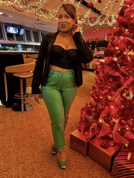 Green faux leather pants

#LTKstyletip #LTKSeasonal #LTKfindsunder50