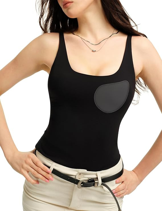 Built in Bra Tank Tops for Women, Adjustable Straps Padded Camisoles, Square Neck Seamless Fitted... | Amazon (US)