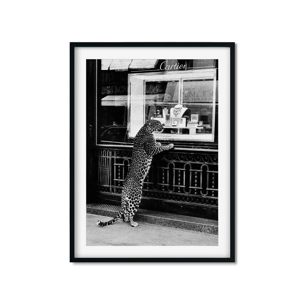 Panther in the Jewelry Shop Poster, Cheetah Print, Black and White, Vintage Photography, Fashion ... | Etsy (US)
