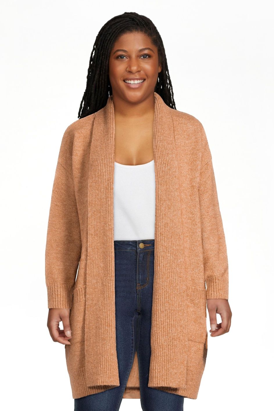 Time and Tru Women's Fuzzy Cardigan Sweater with Pockets, Midweight, Sizes XS-XXXL | Walmart (US)