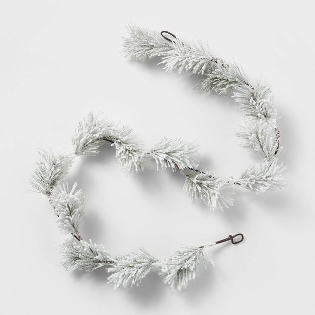 5' Unlit Flocked Greenery Christmas Artificial Garland White/Green - Wondershop™ | Target