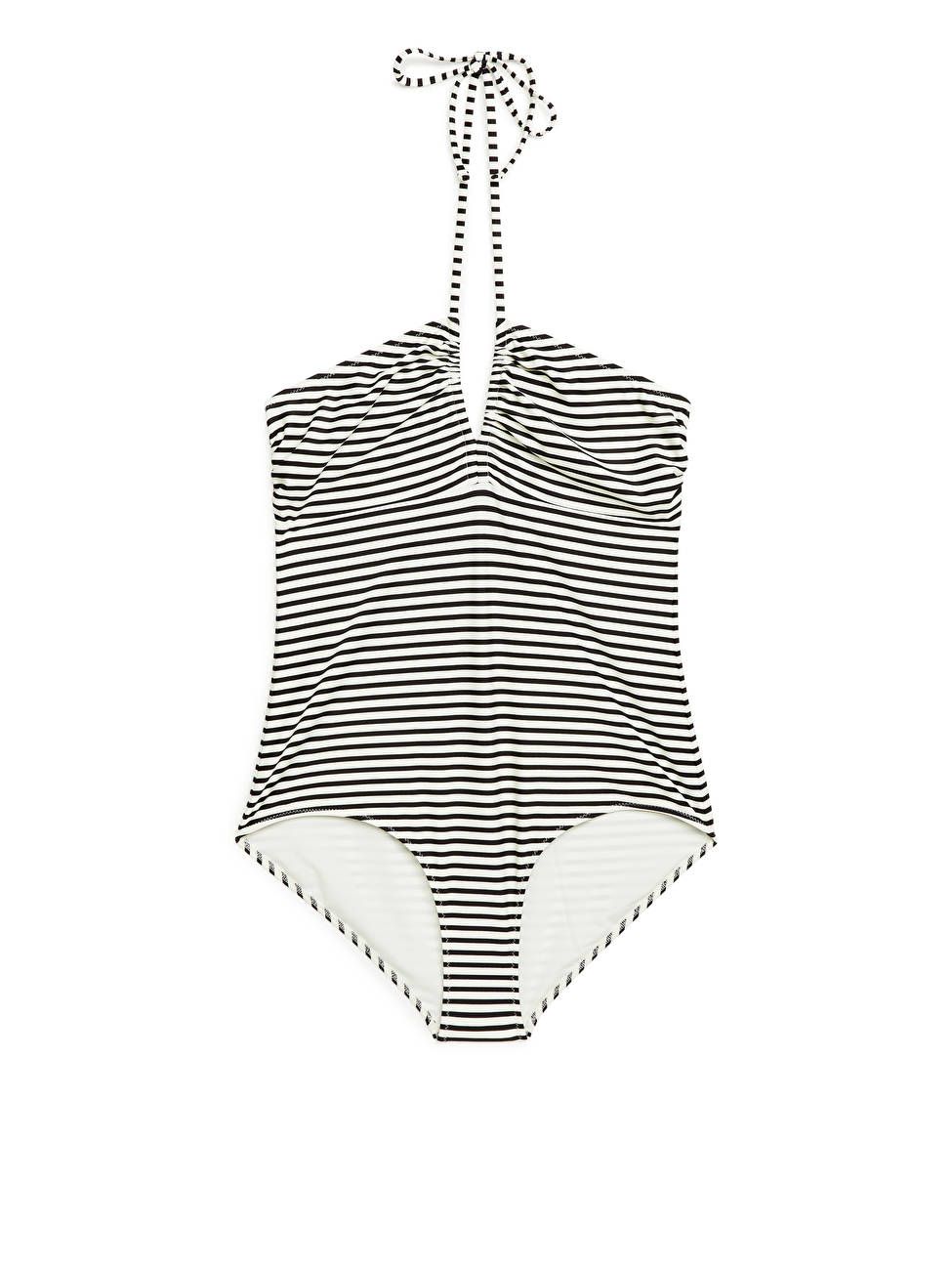 Halterneck Swimsuit - Black/White - ARKET GB | ARKET