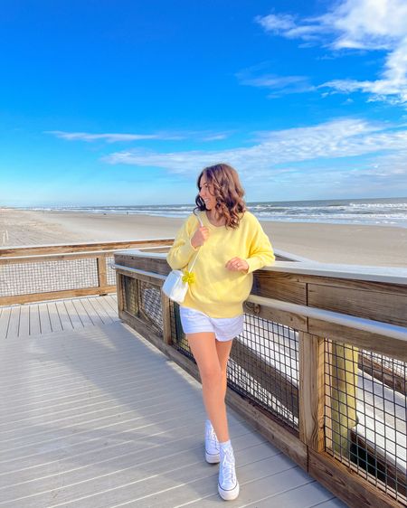 casual bright spring outfit
linen shorts, sweater, & converse
viral flower hair clips

#LTKstyletip