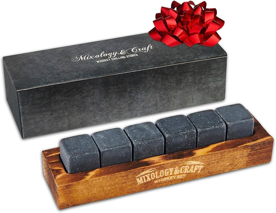 Mixology & Craft Whiskey Stones - Cube-Shaped Granite Chilling Whiskey Rocks Set of 6, Whiskey Gi... | Amazon (US)