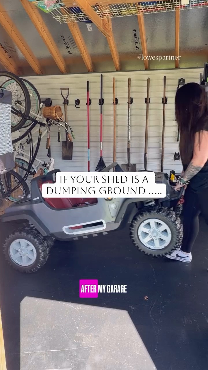 #ad Like & Save for your next project ‼️ tap follow & comment SHOP for all the links (must be following to receive DM) ✨

If your shed has officially become the “we’ll deal with it later” zone… same 😂

After transforming our garage with the GearWall skates, SO many of you asked if the same setup would work in a shed — so we finally tested it, and honestly this changed everything. We stopped wasting floor space and started using the walls instead, which gave us room for the kids’ ride-on cars, yard tools, bikes, lawn equipment, and all the random seasonal stuff that somehow takes over every year 😅

What I love most is that this can work for SO many different spaces + budgets because we tested it 3 different ways:
• Full wall setup for maximum storage
• Half wall setup for smaller sheds/garages
• Mini wall section for kids toys or everyday tools + lawn care items

Not to mention switching to Ego tools has significantly impacted the amount of floor space as well! The batteries are all together, the lawn mower folds up so compact and the weedwacker has an interchangeable head that can convert into an edger or hedge trimmer ! 

Plusssss we now have lights in the shed thanks to the Ego Power Station 🙌🏻

Honestly the biggest difference was finally getting everything OFF the floor. No more piles, no more digging through tools, and no more opening the shed doors in fear 😂

Share this with someone who could use a new storage solution 👀 

Comment SHOP and I’ll send ya all the links you need to recreate this 🤎🫶🏻

@loweshomeimprovement #lowespartner #lowesproject #shedstorage #organizationideas

#LTKHome #LTKOver40 #LTKSeasonal