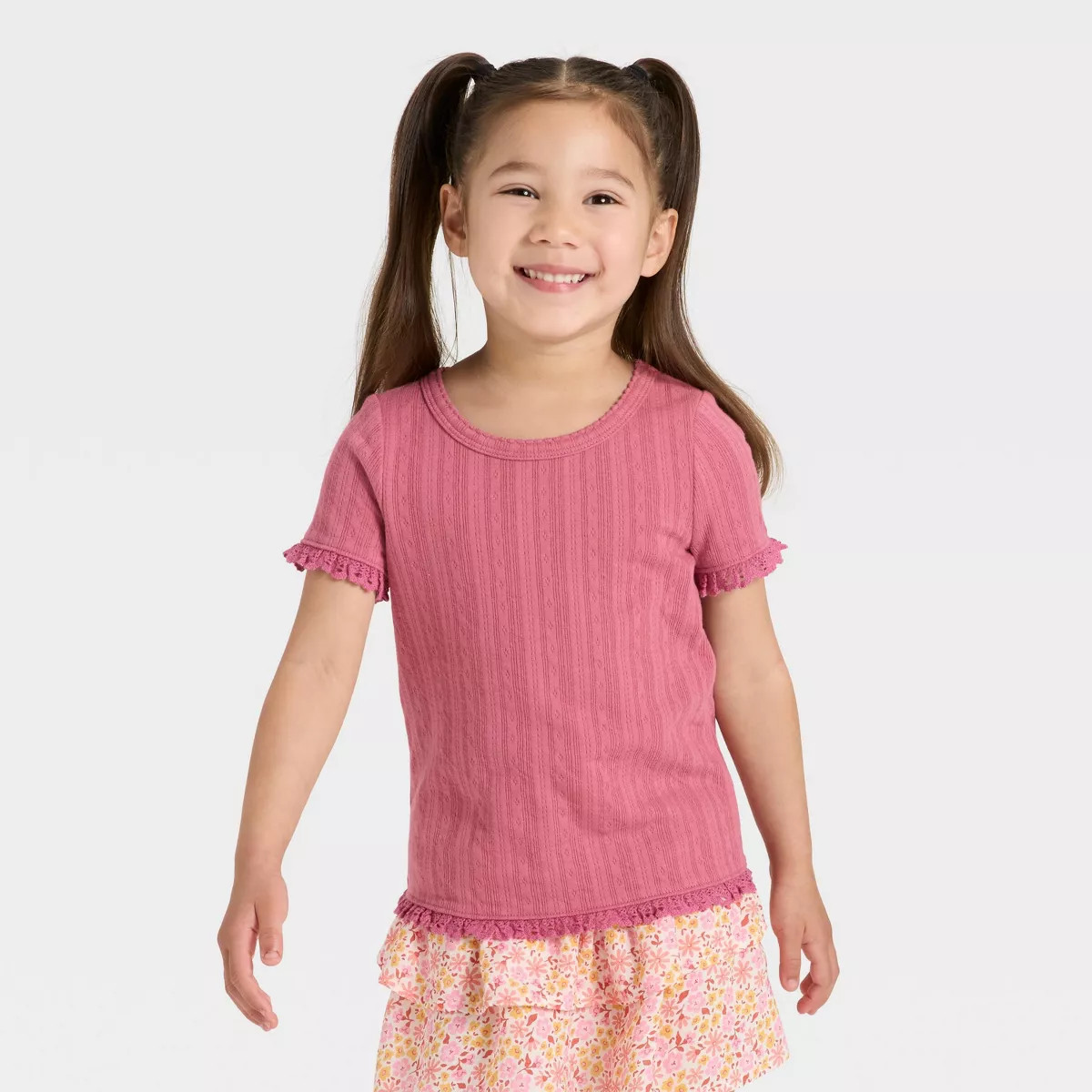 Toddler Girls' Short Sleeve Pointelle T-Shirt - Cat & Jack™ | Target