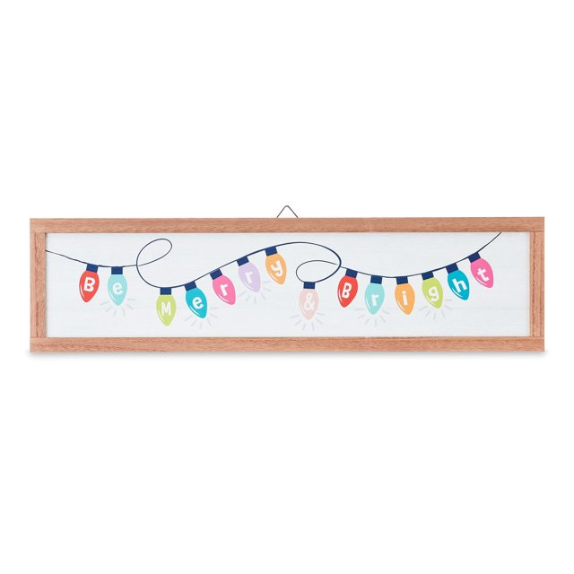 Multi-Color Merry & Bright Light Bulb Sign, 23 in, by Holiday Time | Walmart (US)