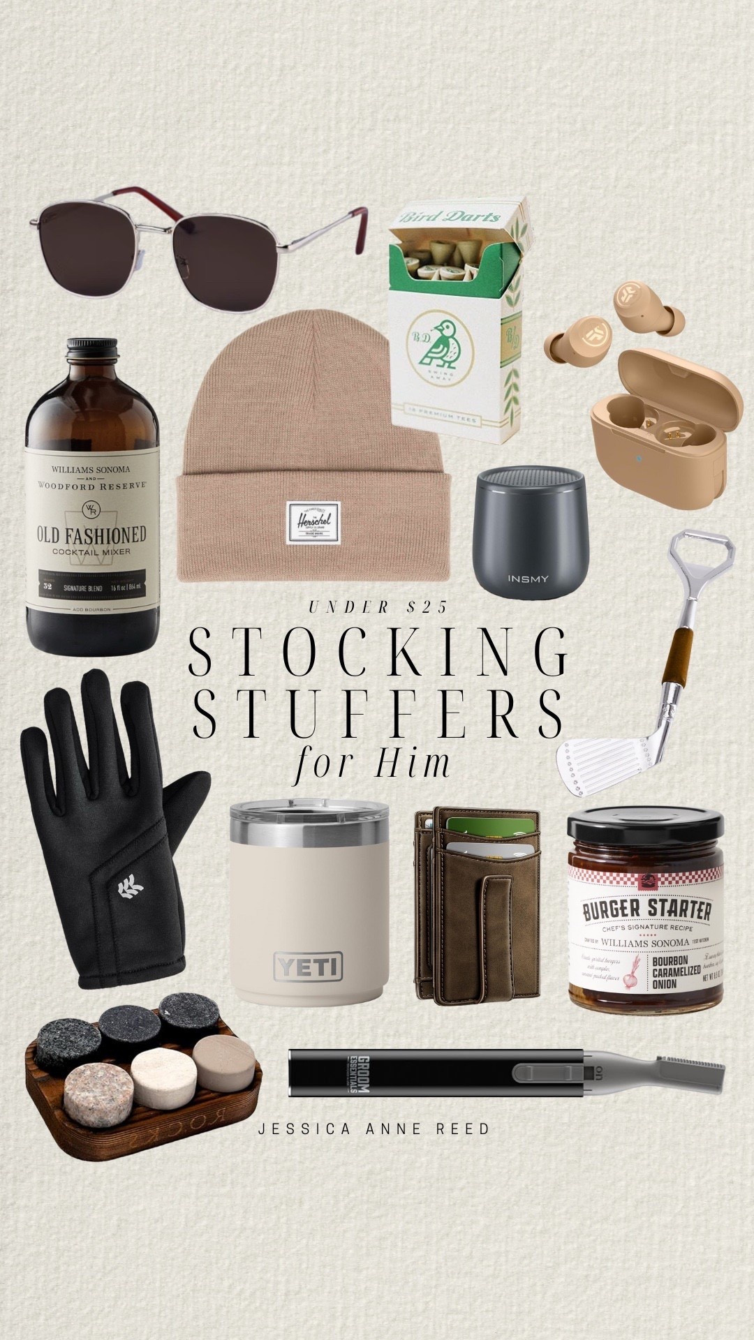 Stocking stuffers for him under $25 includes ear buds, small speaker, golf club bottle opener, drink mix, golf tees, beanie hat, gloves, yeti cup, wallet, burger starter mix, beard trimmer, whiskey stones, and sunglasses.

Gift guide, gifts for him, gifts for husband, men’s stocking stufferss


#LTKHoliday #LTKGiftGuide