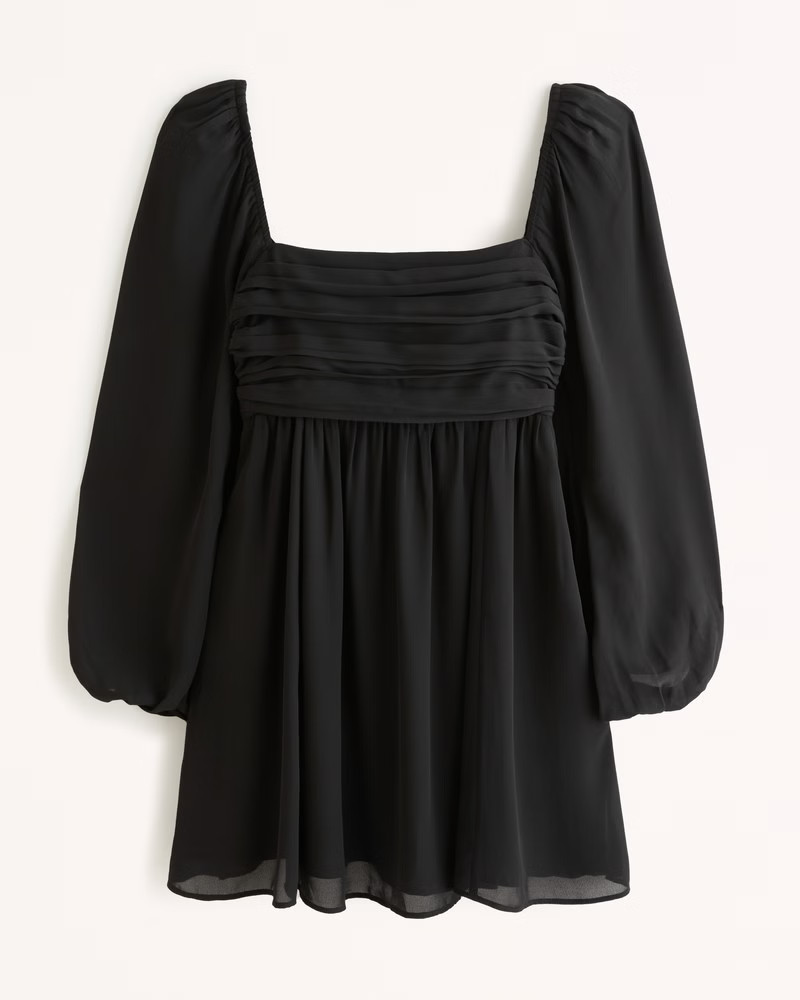 Abercrombie & Fitch Women's The A&F Emerson Balloon Sleeve Mini Dress in Black - Size L PETITE | Abercrombie & Fitch (US)