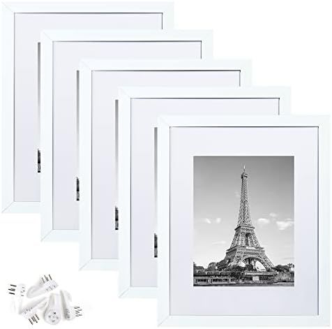 upsimples 11x14 Picture Frame Set of 5,Display Pictures 8x10 with Mat or 11x14 Without Mat,Wall Gall | Amazon (US)