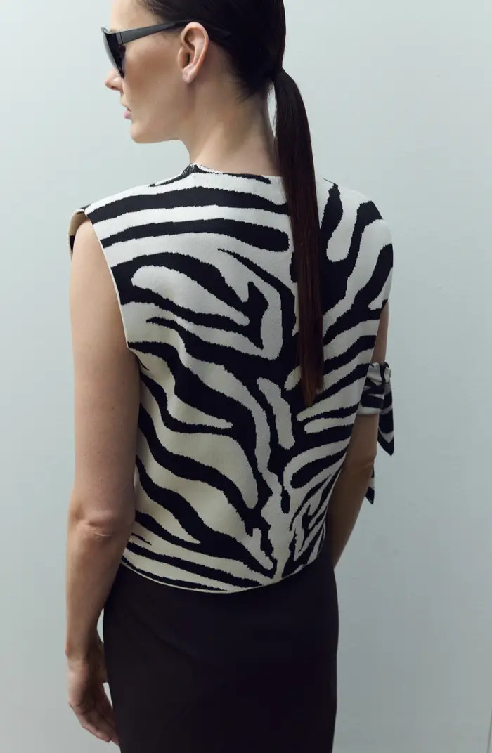 MANGO Zebra Jacquard Sleeveless Top | Nordstrom | Nordstrom