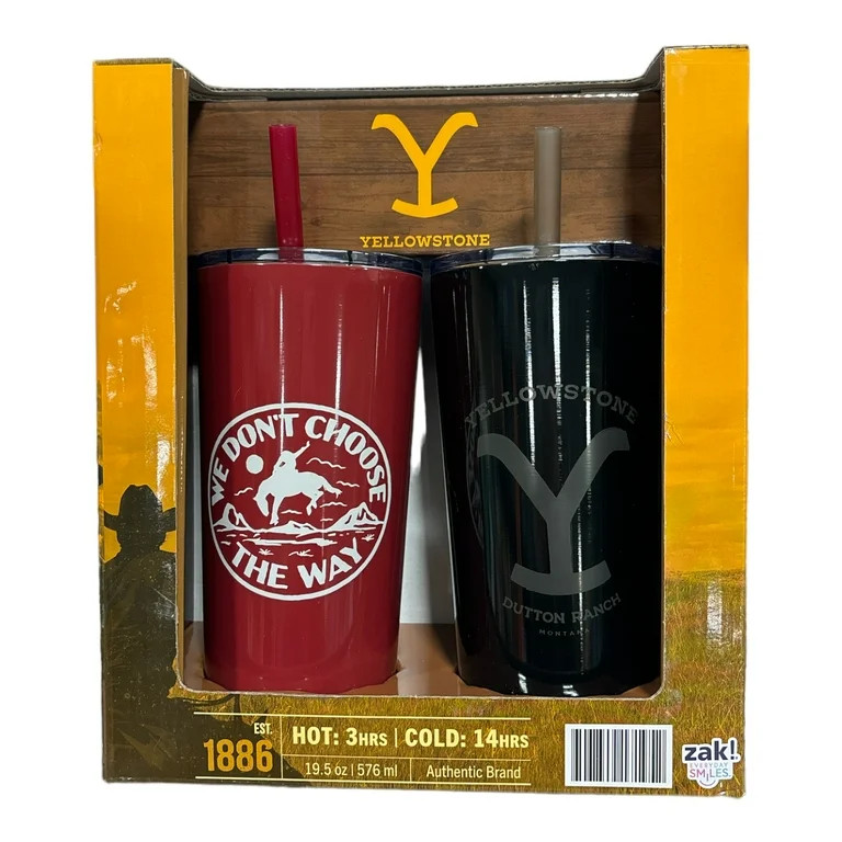 Yellowstone Stainless Steel Vacuum Insulated Tumbler Set with Lid, 19.5oz (Black/Red) | Walmart (US)