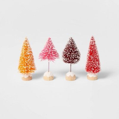 4pk Bottle Brush Christmas Tree Set Pink - Wondershop&#8482; | Target