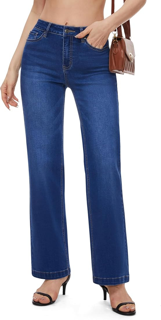FLYING BANANA Women's High Waisted Wide Leg Baggy Jeans Stretchy Loose Denim Pants | Amazon (US)