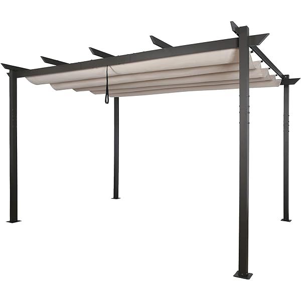 Iwicker 10' x 13' Aluminum Frame Patio Retractable Pergola Outdoor UV-Block Canopy Shade | Amazon (US)