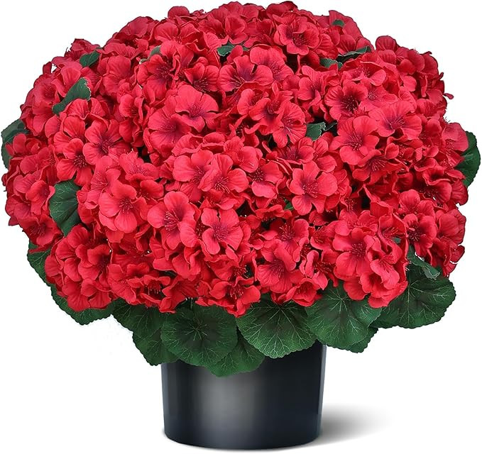 18" Artificial Geraniums Topiary for Front Porch Decor,Faux Silk Flowers Bushes UV Resistant Pott... | Amazon (US)