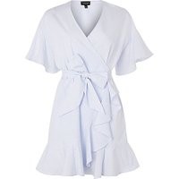Womens Stripe Ruffle Wrap Dress - Light Blue, Light Blue | Topshop UK