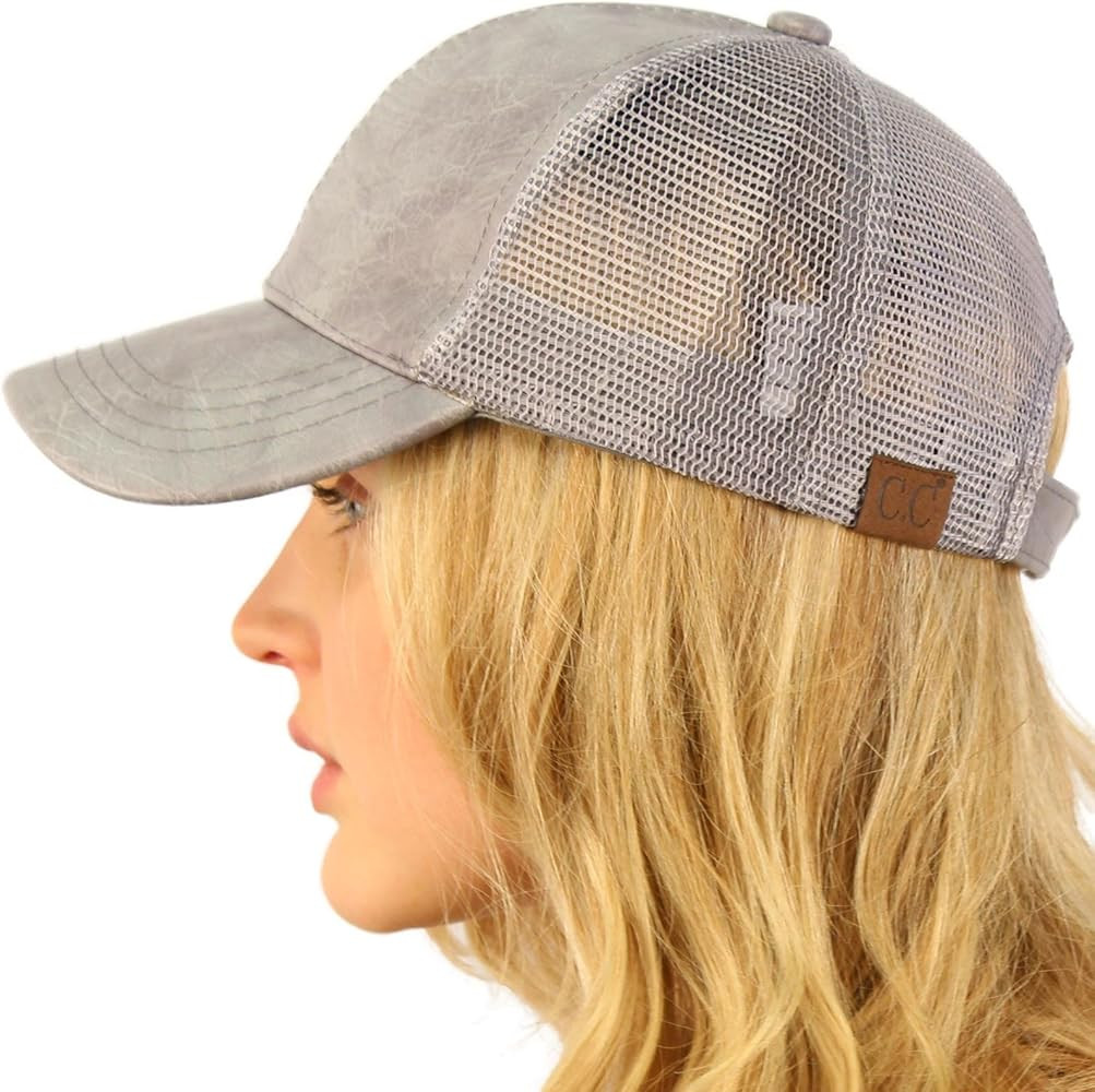 CC Everyday Mesh Trucker Faux Leather Plain Blank Baseball Cap Hat Solid | Amazon (US)