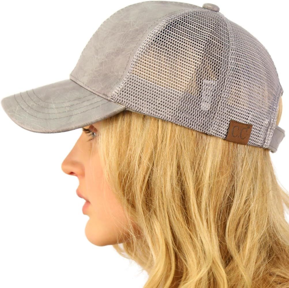 CC Everyday Mesh Trucker Faux Leather Plain Blank Baseball Cap Hat Solid | Amazon (US)