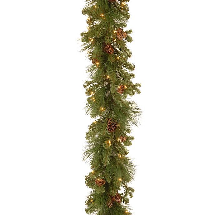 National Tree Eastwood Spruce Pre-Lit Garland with Mixed Cones | Bed Bath & Beyond