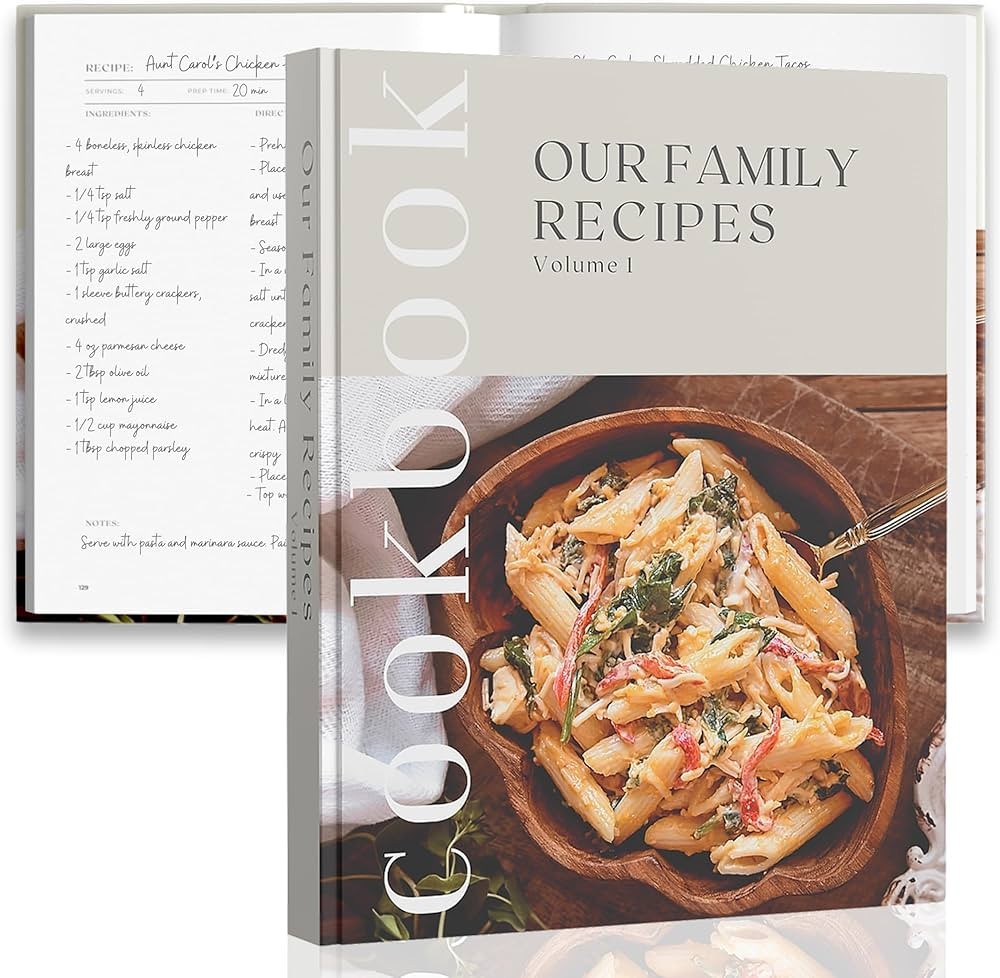 Recipe Book To Write In Your Own Recipes - Large Blank DIY Personalized Family Cookbook Journal, ... | Amazon (US)