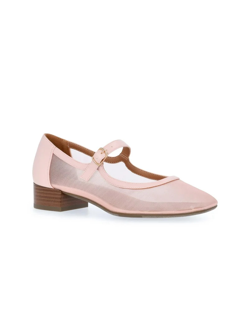 Free Assembly Women's Mesh Block Heel Mary Jane Shoes | Walmart (US)