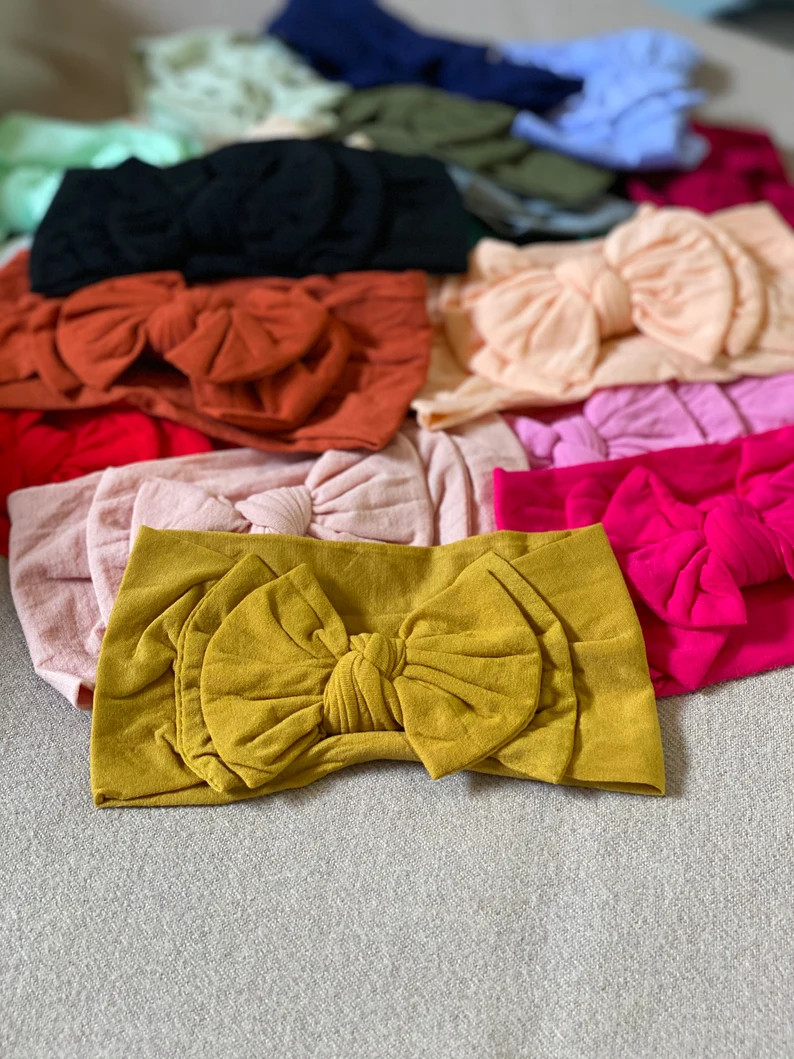 Double Bow Headbands Toddler Turban Baby Turban Nylon | Etsy | Etsy (US)