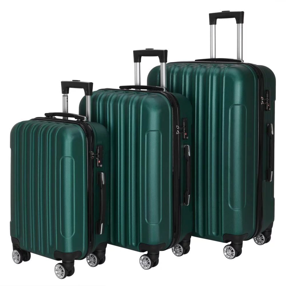 Zimtown 3 Piece Nested Spinner Suitcase Luggage Set With TSA Lock Dark Green - Walmart.com | Walmart (US)
