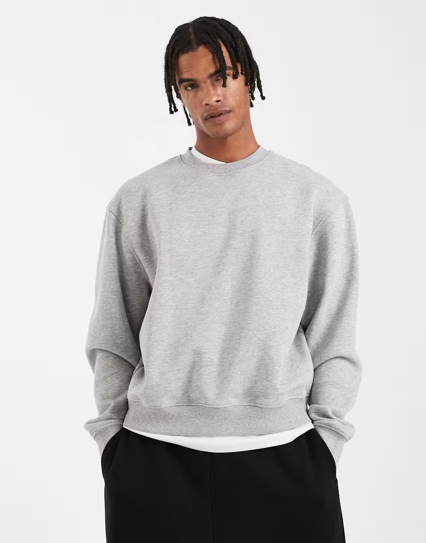 ASOS DESIGN essentials boxy relaxed sweatshirt in grey | ASOS (Global)