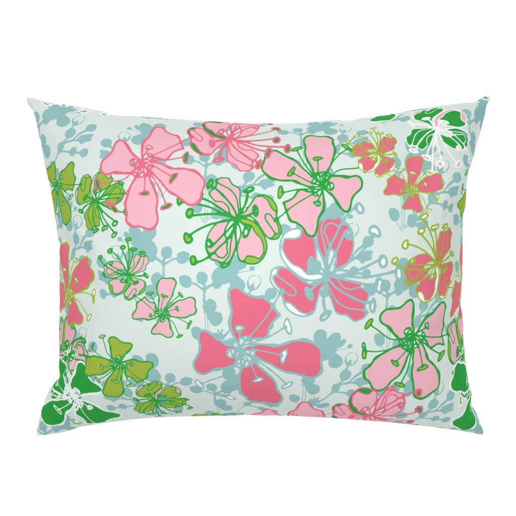 Pillow Sham in Garden Jumbo Blue | Spoonflower
