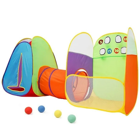 Kids 3-in-1 Pop Up Play Tent with Tunnel and Ball Pit, Indoor/Outdoor Activity Center, Fun Toy for Toddlers and Children | Walmart (US)