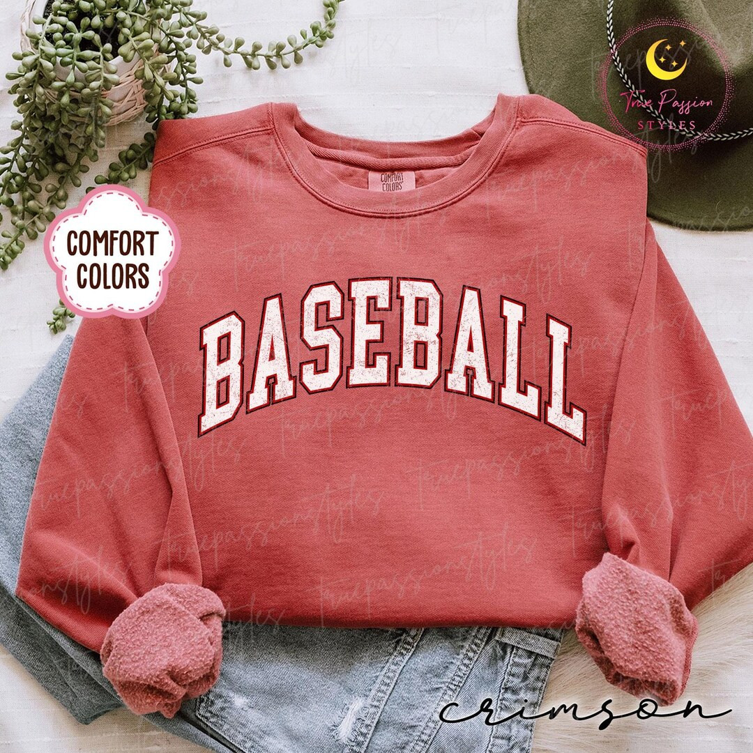 Comfort Colors® Baseball Sweatshirt, Retro Baseball Sweater, Baseball Game Day Shirt, Baseball L... | Etsy (Global)