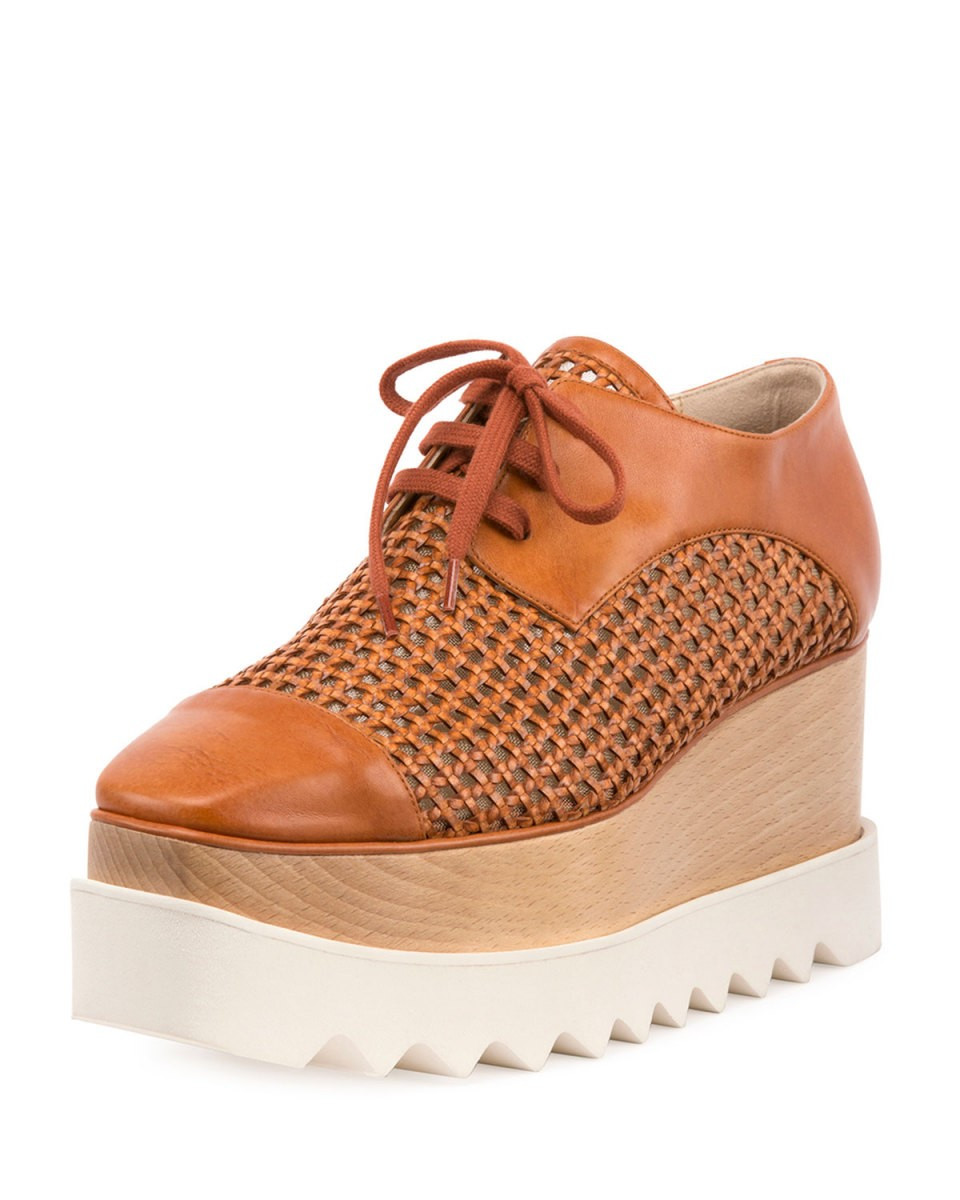Stella McCartney Elyse Woven Platform Oxford, Canyon/Bourbon | Neiman Marcus