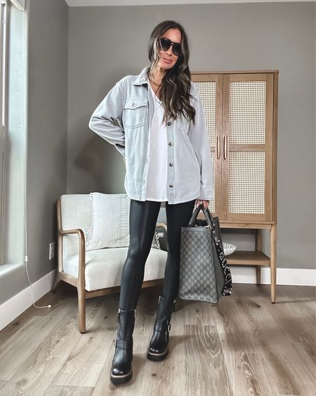 Fall outfit idea
Shacket 
Faux leather leggings use code KimXSpanx 
Boots waterproof and tts 
Gucci tote
#ltkfind

#LTKstyletip #LTKitbag #LTKSeasonal