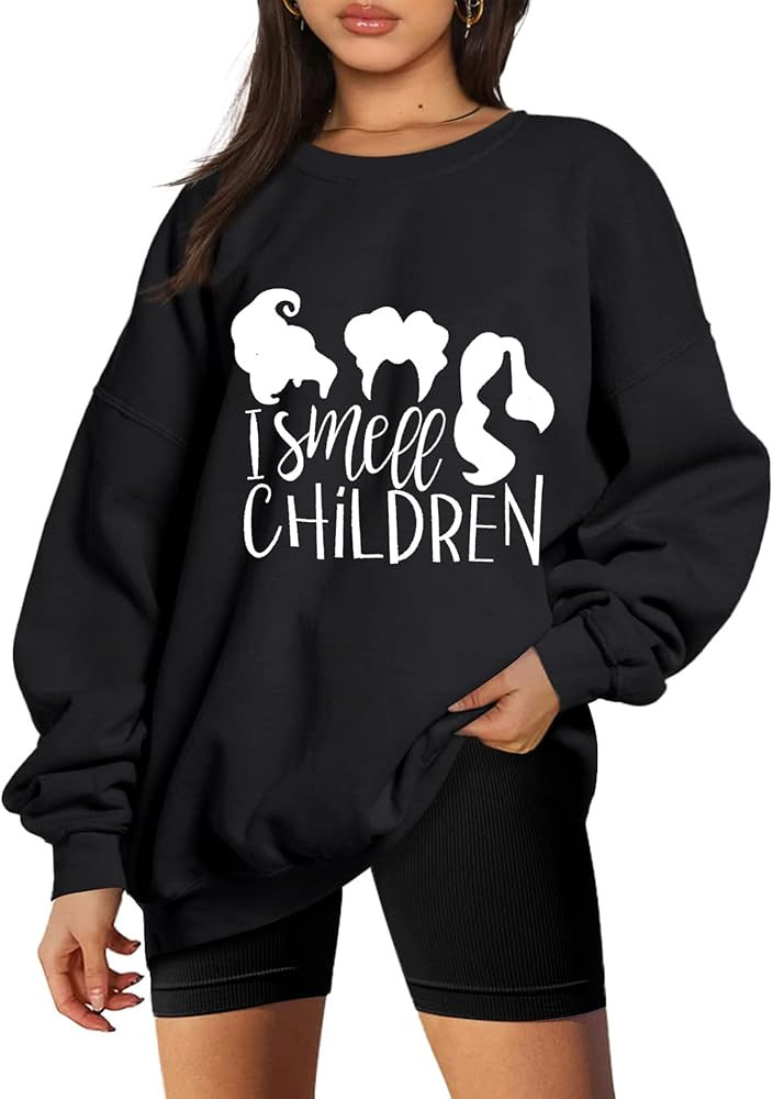 iliheyov Halloween Oversize Sweatshirt Women I Smell Children Sanderson Sisters Long Sleeve Crewn... | Amazon (US)